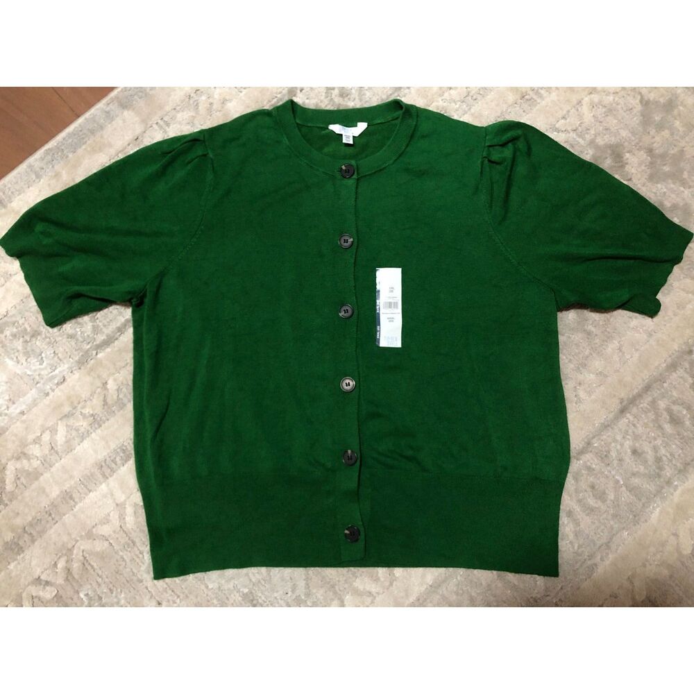 Woman's XXXL New Green Short Sleeve Cardigan